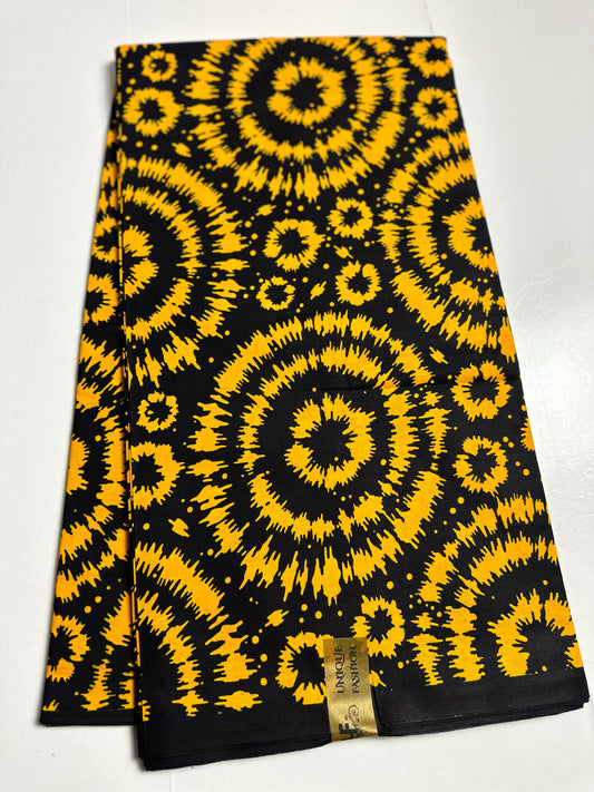 African Print Fabric, Ankara - Yellow Fabric