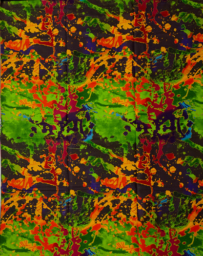 African Print Fabric, Ankara - Green, Red, Orange Fabric