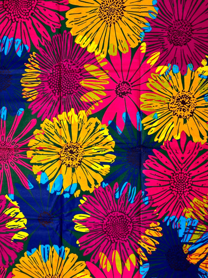 African Print Fabric, Ankara - Blue, Yellow, Pink Fabric