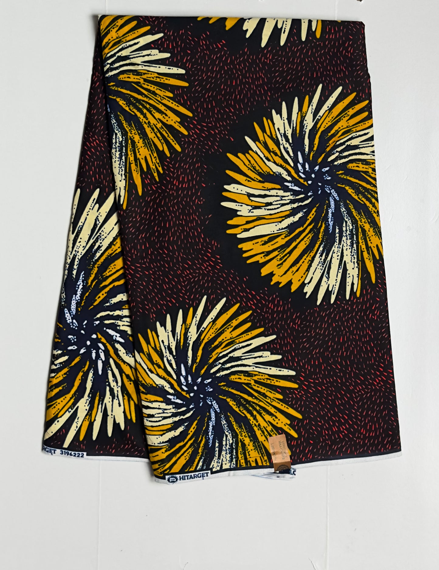 African Print Fabric, Ankara - Beige, Red, Marigold Fabric