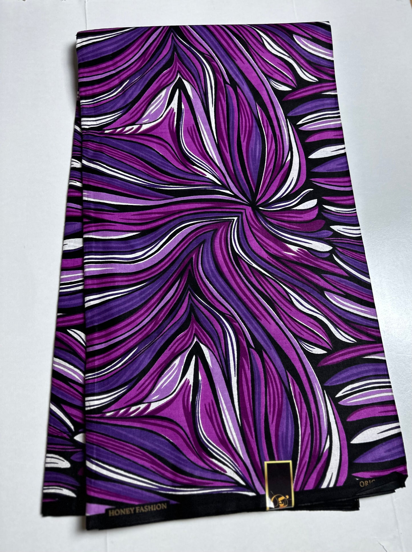 African Print Fabric, Ankara - Purple Fabric