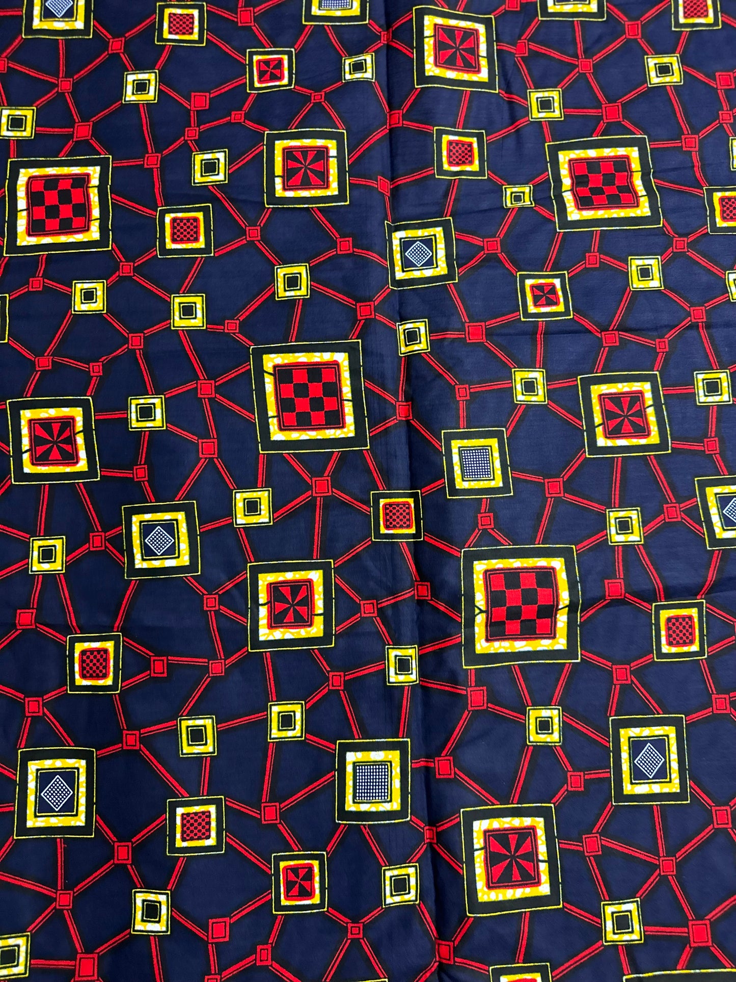 African Print Fabric, Ankara - Blue, Red, Yellow Fabric