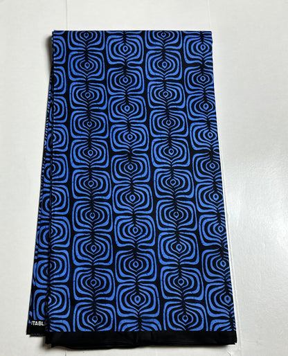 African Print Fabric, Ankara - Blue Fabric