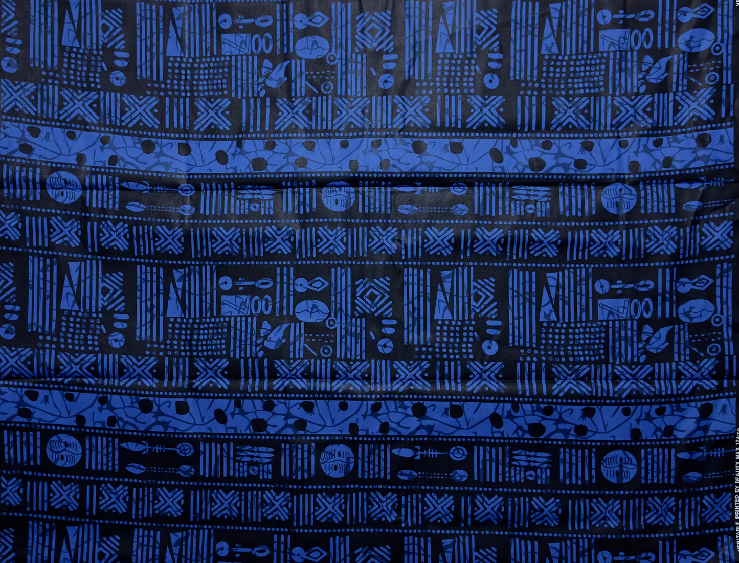 African Print Fabric, Ankara - Blue Fabric