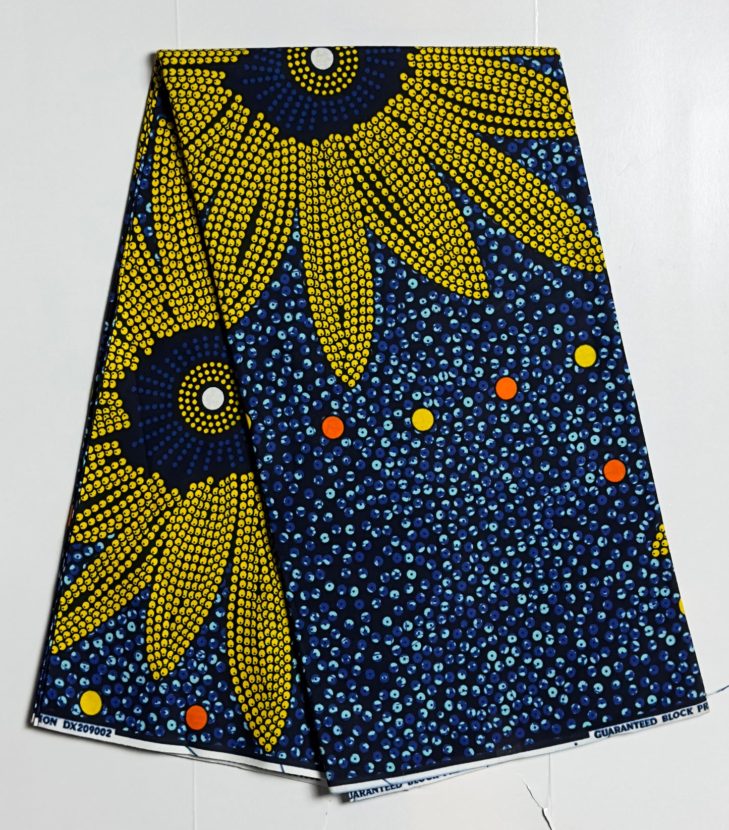 African Print Fabric, Ankara - Blue, Yellow Fabric