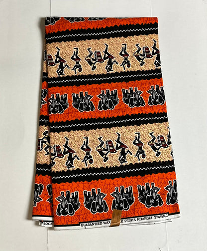African Print Fabric, -Orange Ankara Fabric