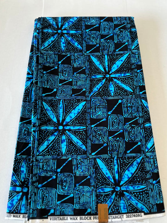 African Print Fabric, Ankara - Blue Fabric