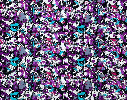 African Print Fabric, Ankara - Purple, White Fabric