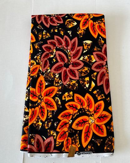 African Print Fabric, Ankara - Orange Fabric