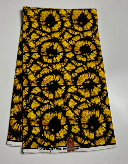 African Print Fabric, Ankara - Yellow Fabric