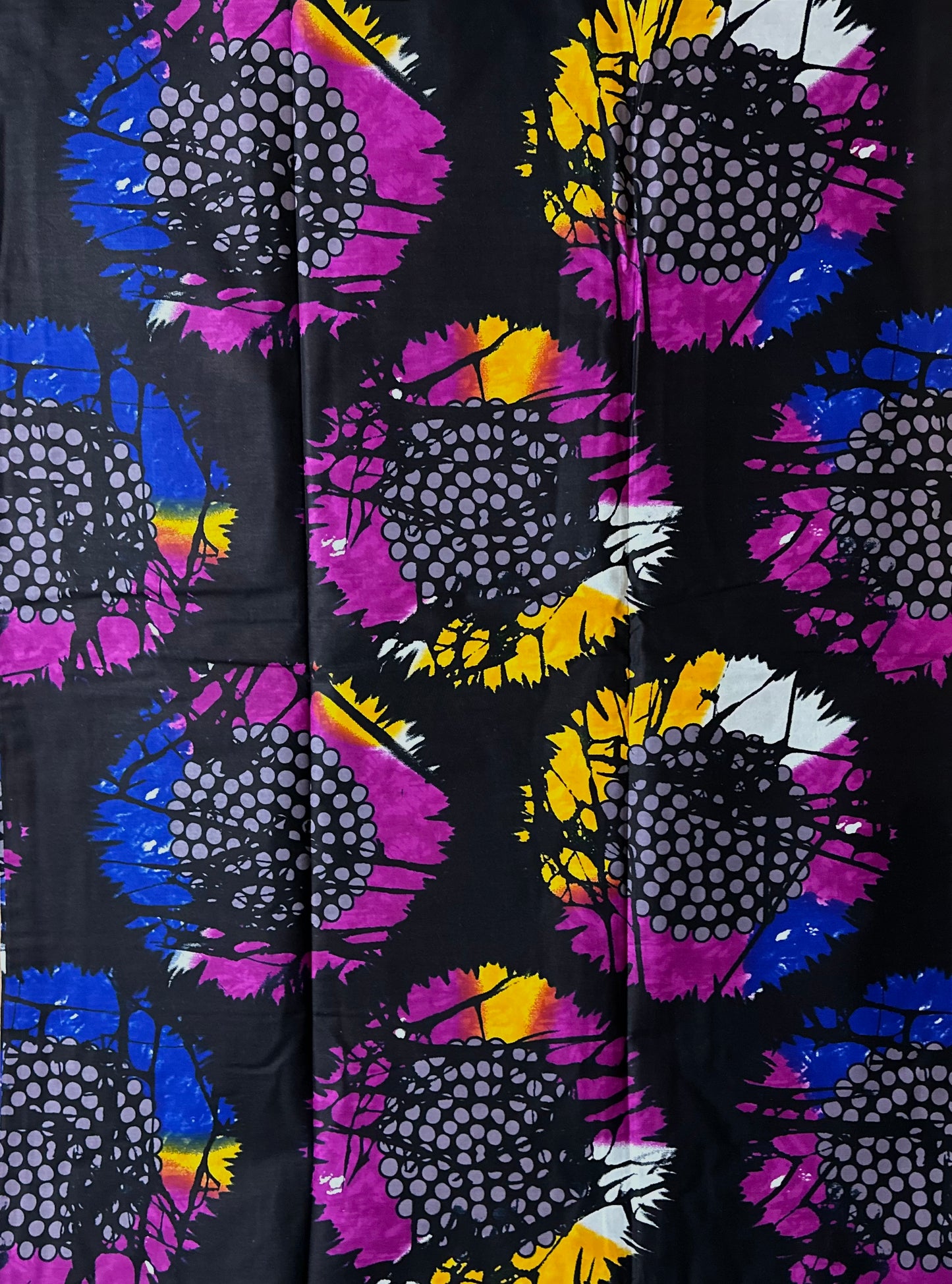 African Print Fabric, Ankara - Purple, Yellow, Blue Fabric