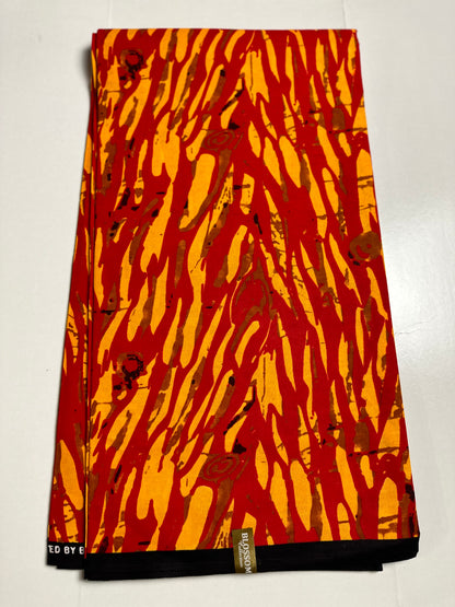 African Print Fabric, Ankara -Red, Yellow Fabric