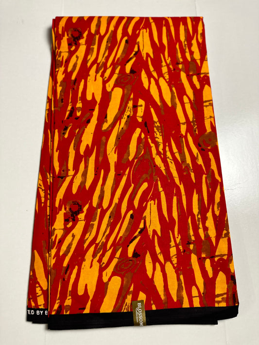 African Print Fabric, Ankara -Red, Yellow Fabric