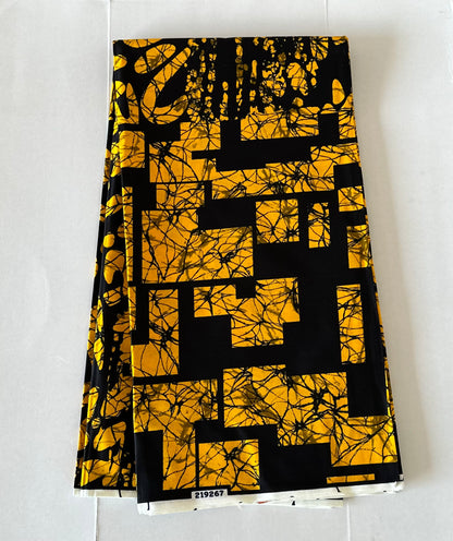 African Print Fabric, Ankara - Yellow Fabric