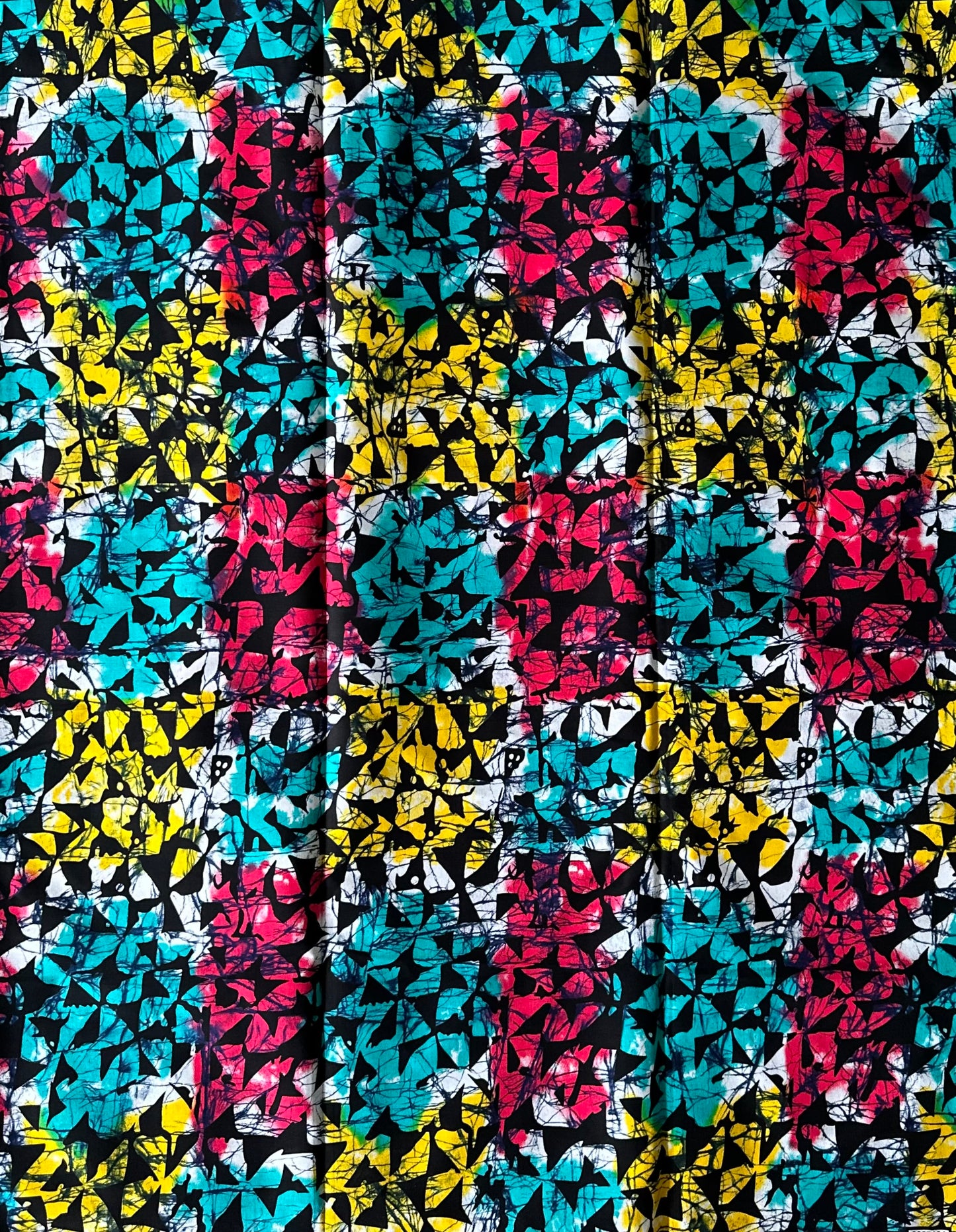 African Print Fabric, Ankara - Yellow, Red, Teal Fabric