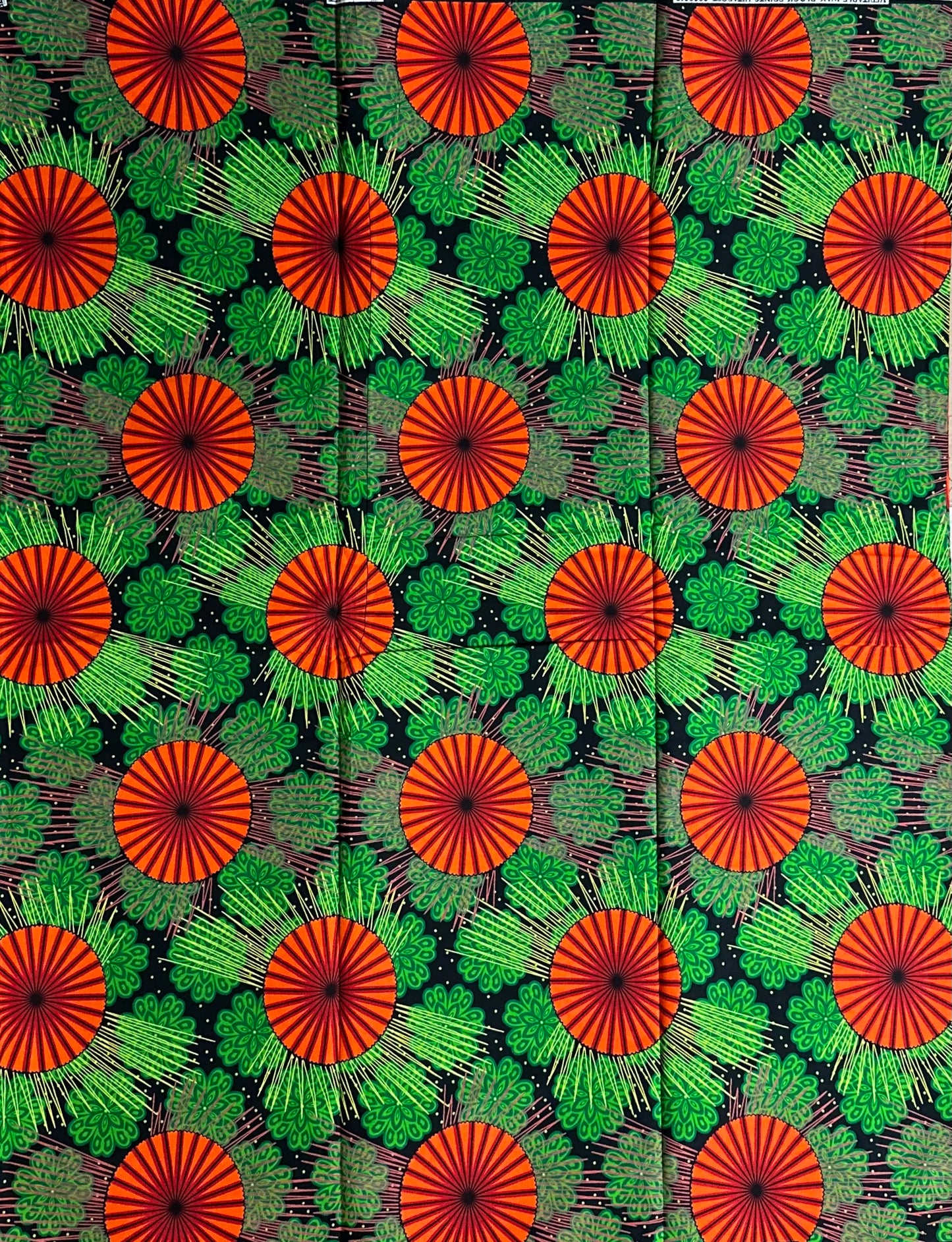 African Print Fabric, - Green, Orange Ankara Fabric