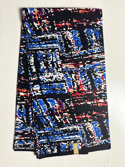 African Print Fabric, Ankara - Blue Fabric
