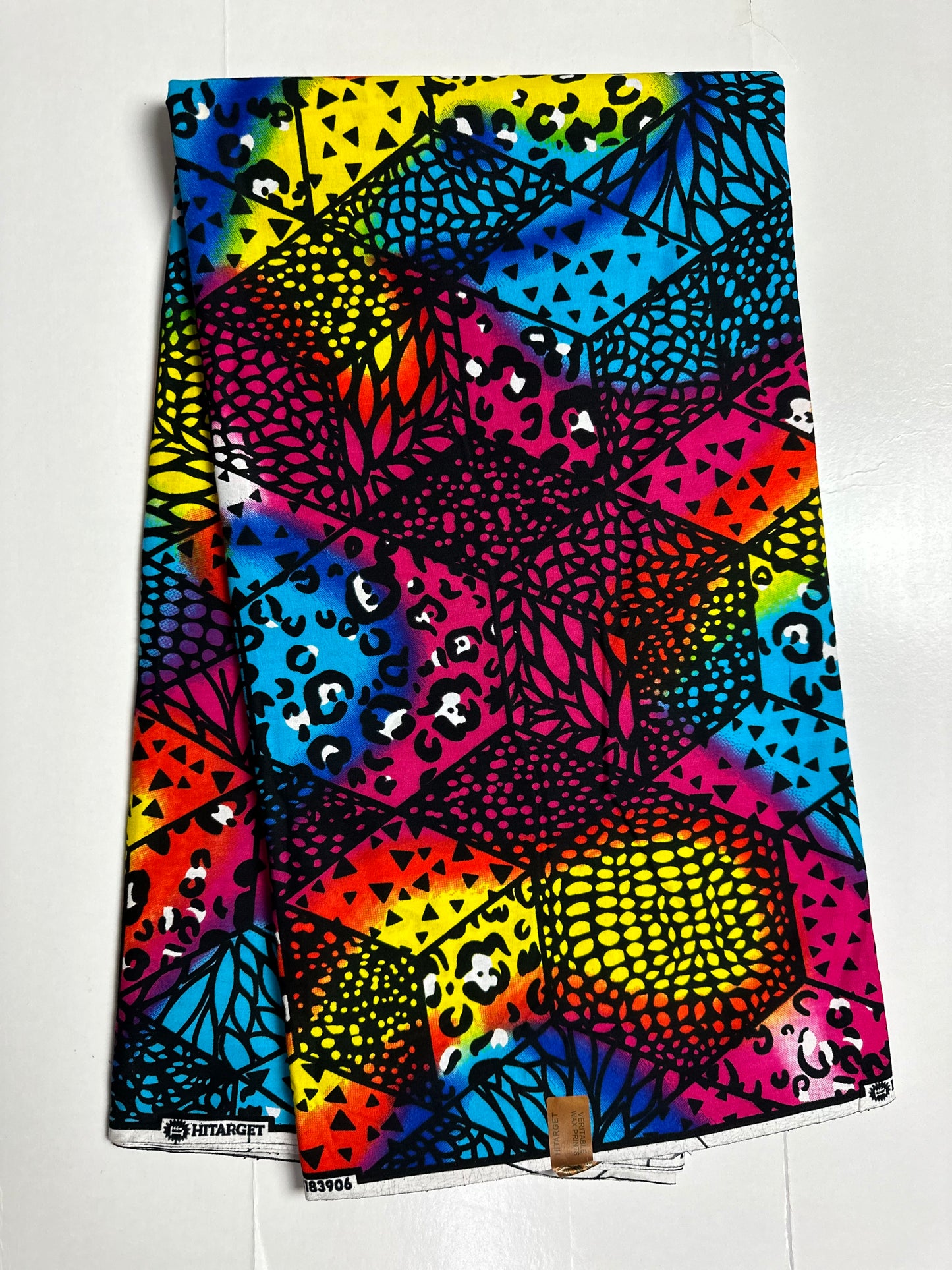 African Print Fabric, Ankara - Pink, Blue, Yellow, Green Fabric
