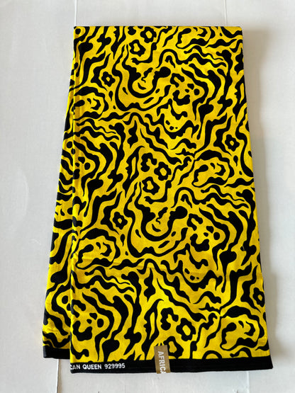 African Print Fabric, Ankara - Yellow Fabric