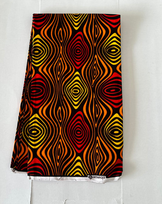 African Print Fabric, Ankara -Orange,Red Fabric, African Clothing