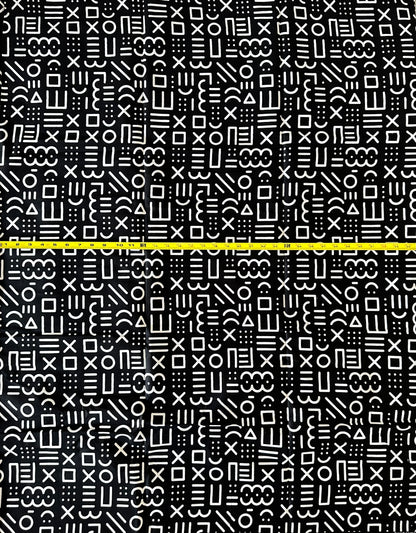 African Print Fabric, Ankara -Black, White Fabric