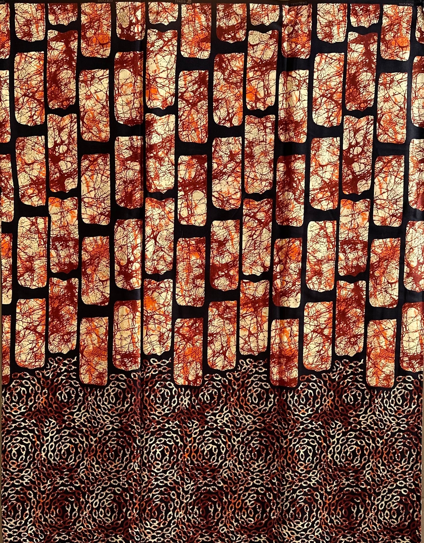 African Print Fabric, Ankara -Brown, Orange Fabric