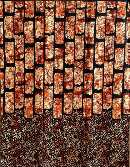 African Print Fabric, Ankara -Brown, Orange Fabric