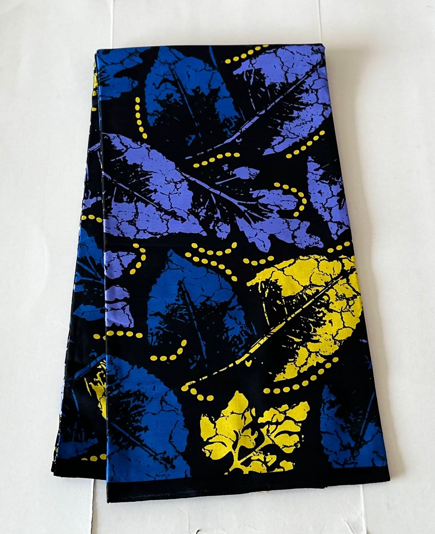 African Print Fabric, Ankara - Blue, Yellow Fabric