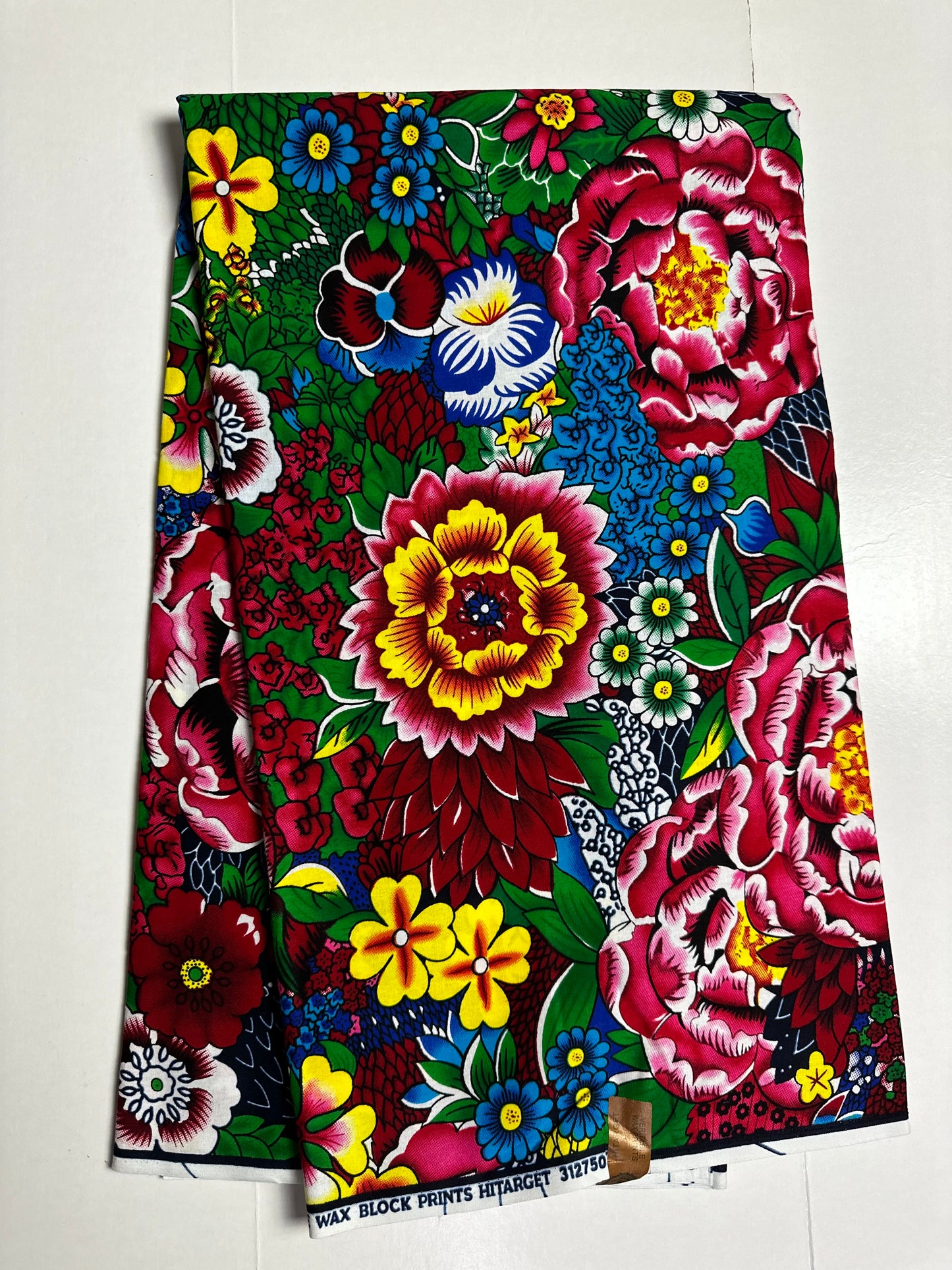 African Print Fabric, Ankara - Pink, Blue, Yellow, Green Fabric