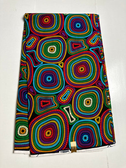 African Print Fabric, Ankara - Blue, Yellow, Pink Fabric
