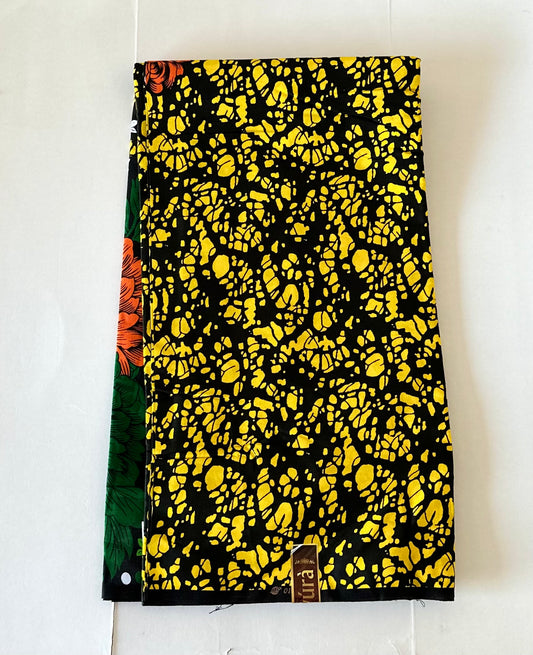 African Print Fabric, Ankara - Yellow Fabric