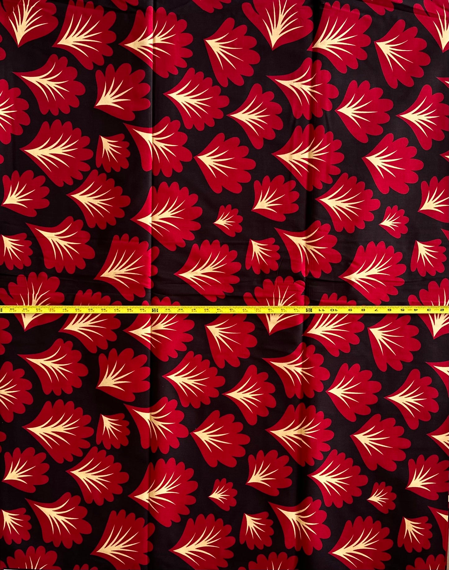 African Print Fabric, Ankara - Red, Beige Fabric