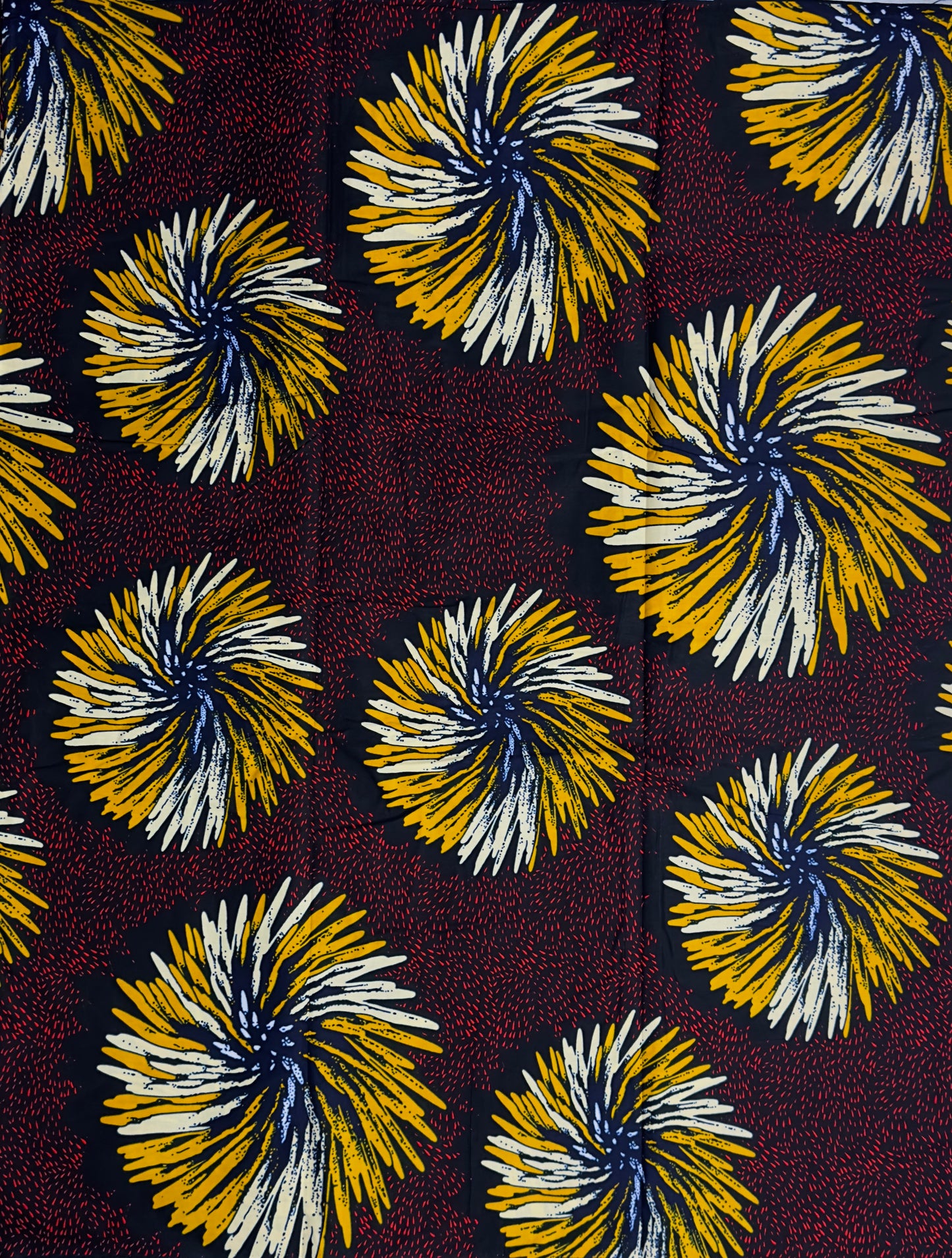 African Print Fabric, Ankara - Beige, Red, Marigold Fabric