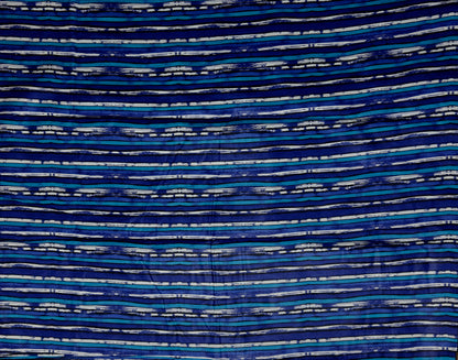 African Print Fabric, Ankara - Blue, White Fabric