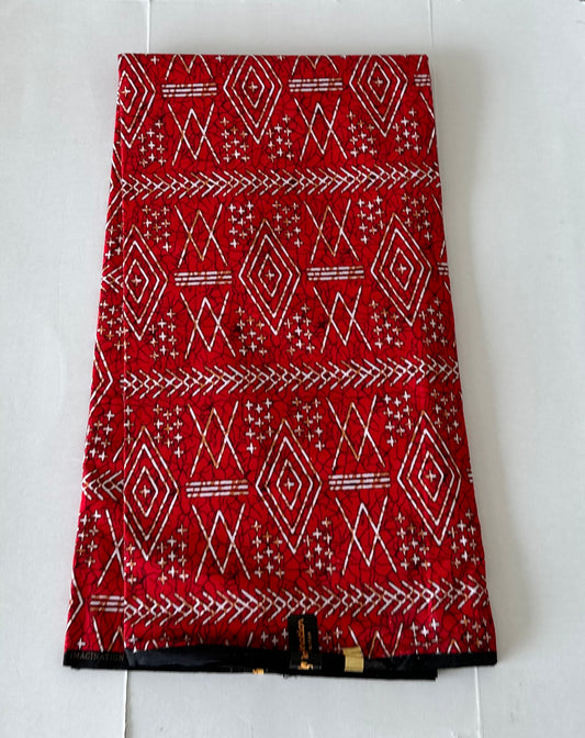 African Print Fabric, Ankara - Red Fabric