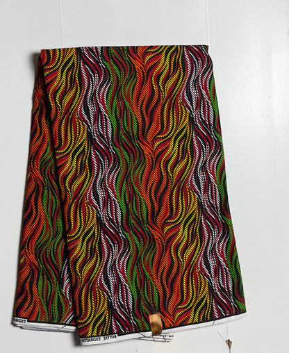 African Print Fabric, Ankara -Green, Orange, Yellow Fabric