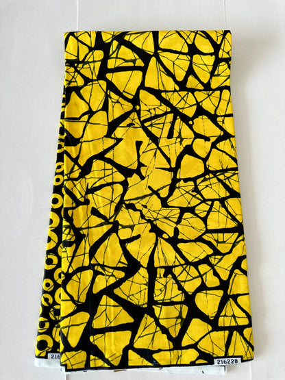 African Print Fabric, Ankara - Yellow Fabric