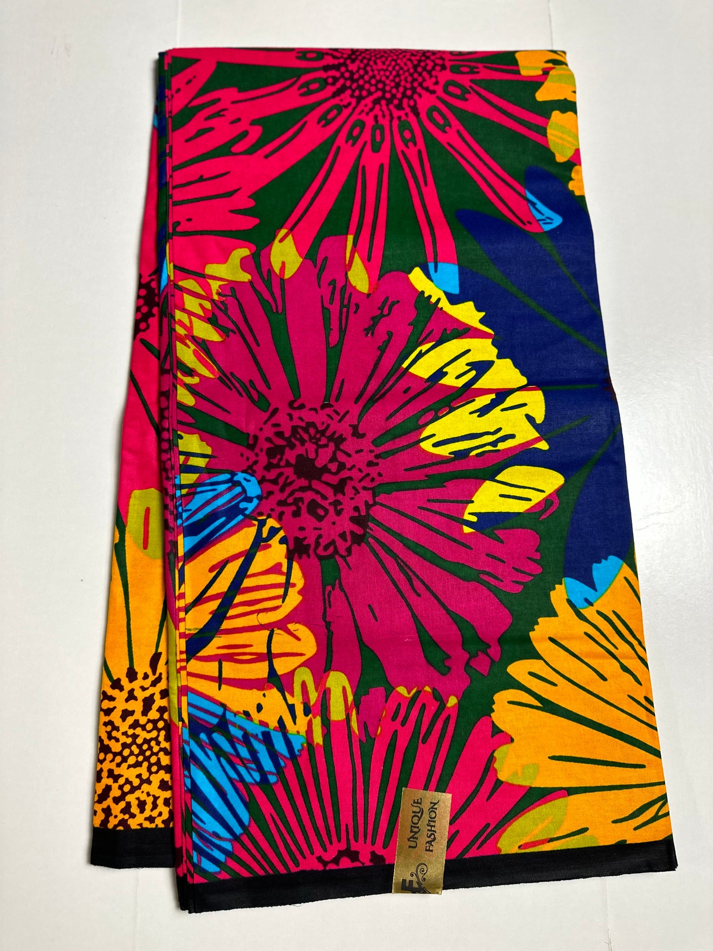 African Print Fabric, Ankara - Blue, Yellow, Pink Fabric