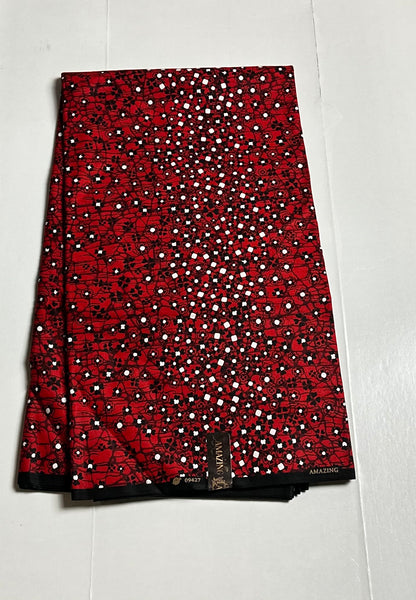 African Print Fabric, Ankara - Red Fabric