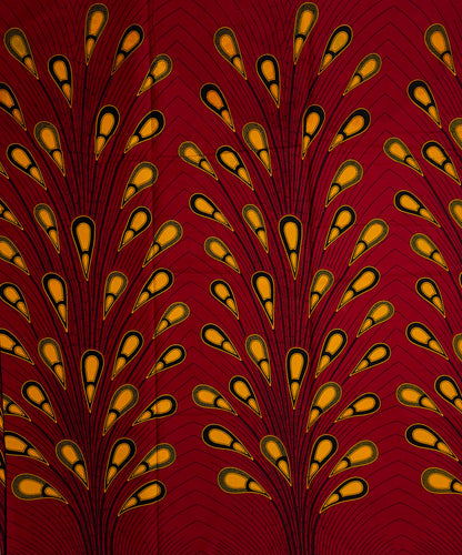 African Print Fabric, Ankara - Red, Yellow Fabric