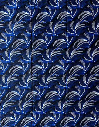 African Print Fabric, Ankara - Blue, Black, White Fabric