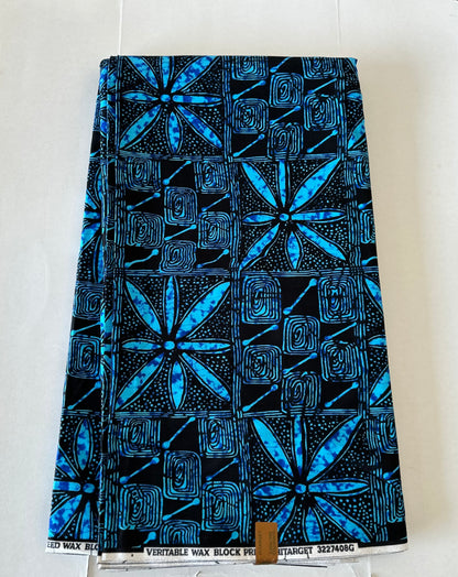 African Print Fabric, Ankara - Blue Fabric