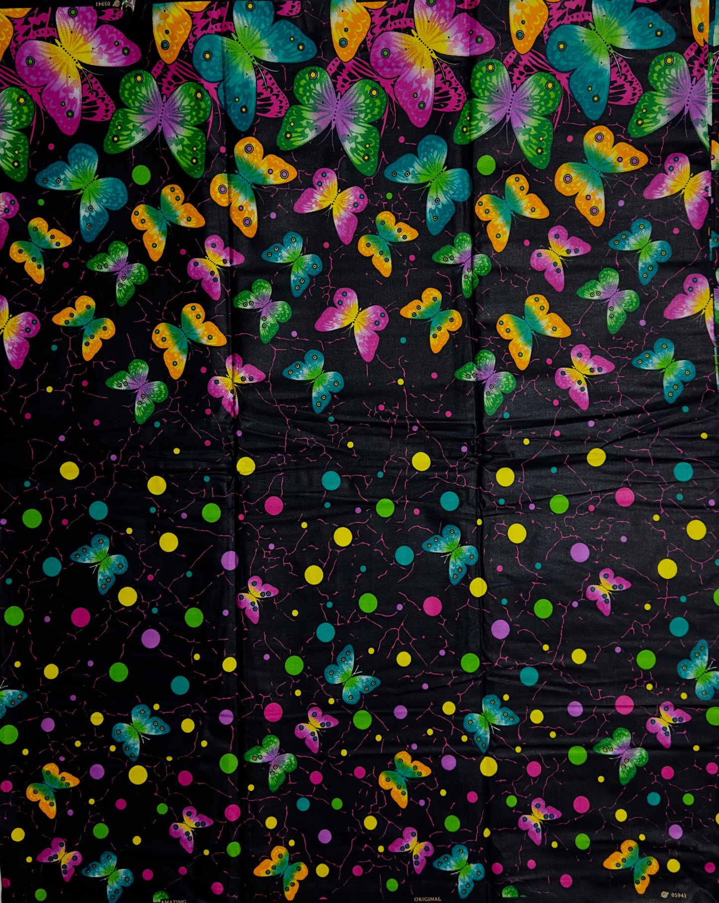 African Print Fabric, Ankara - Pink, Green, Orange Fabric