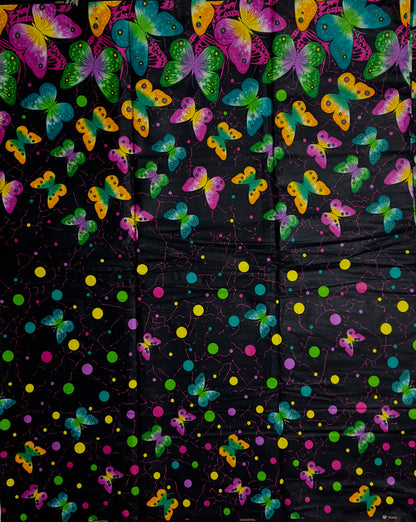 African Print Fabric, Ankara - Pink, Green, Orange Fabric