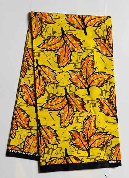 African Print Fabric, Ankara - Yellow, Orange Fabric