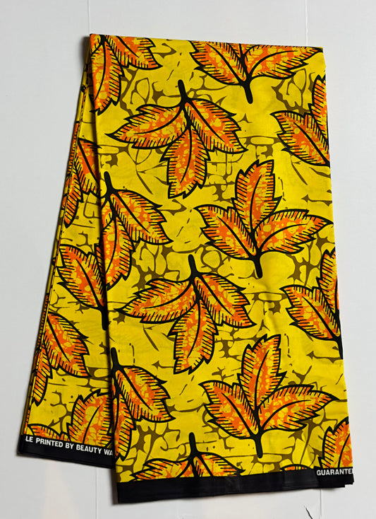 African Print Fabric, Ankara - Yellow, Orange Fabric