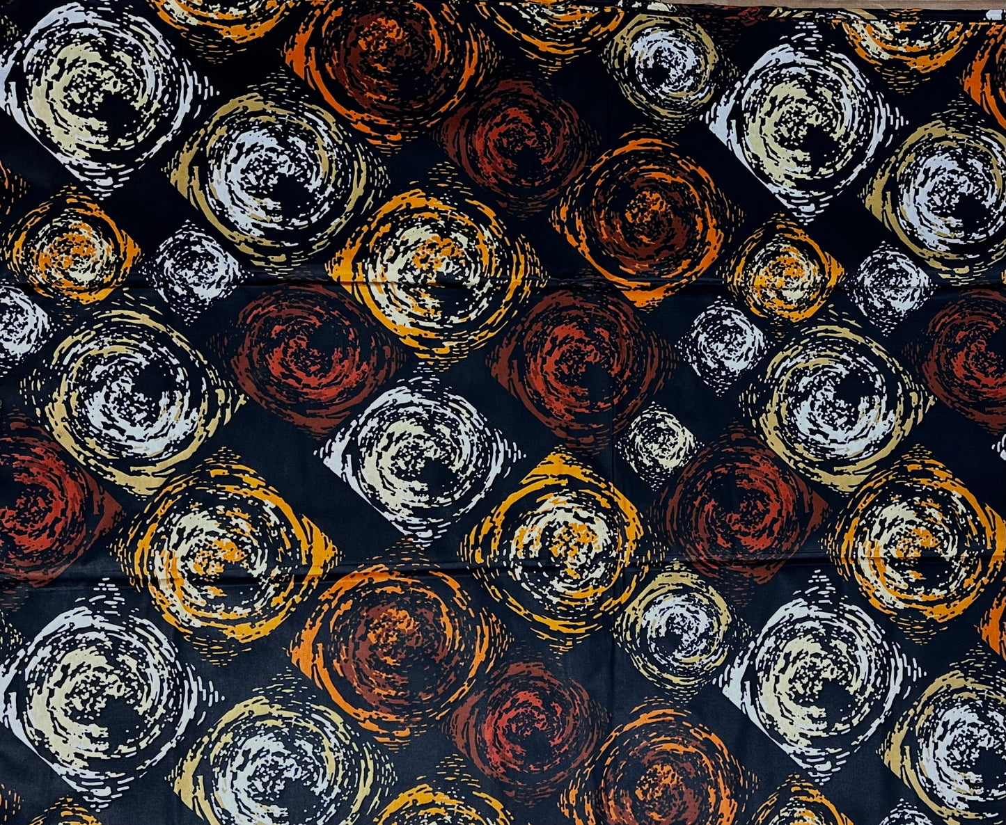 African Print Fabric, Ankara - Brown, Black, White Fabric