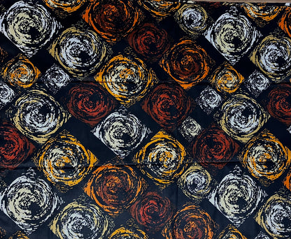 African Print Fabric, Ankara - Brown, Black, White Fabric