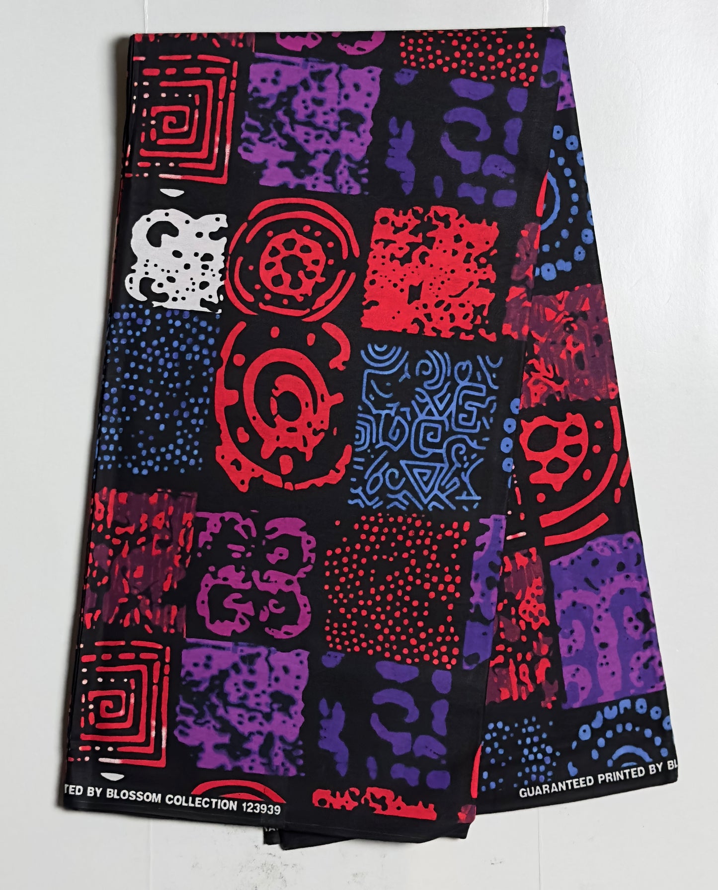 African Print Fabric, Ankara - Blue, Purple, Magenta Fabric