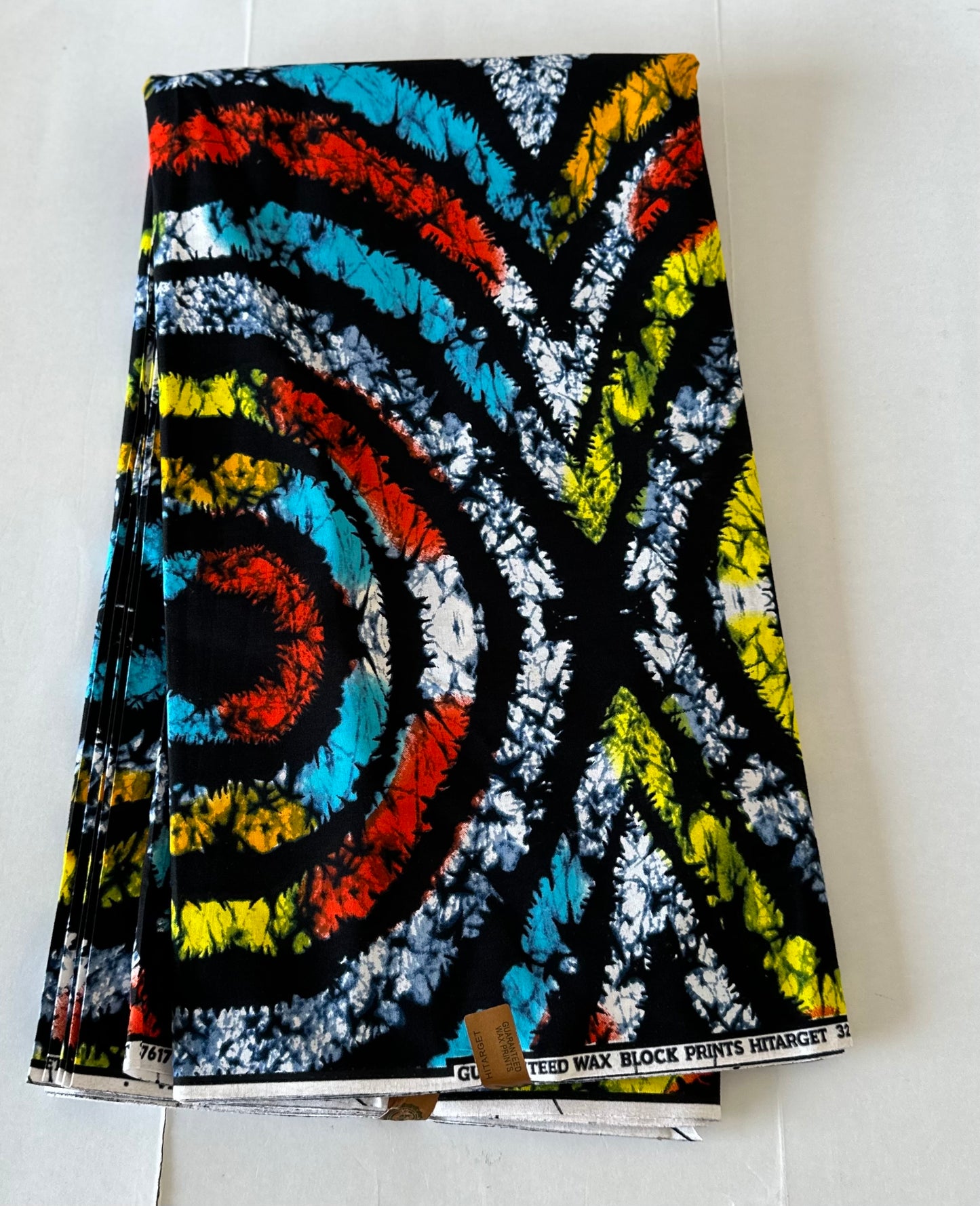 African Print Fabric, Ankara -Blue, Red, Yellow Fabric